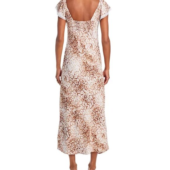WAYF “Melissa” Lace-Trim Brown Python Maxi Dress | Size S | NWT - Picture 7 of 7